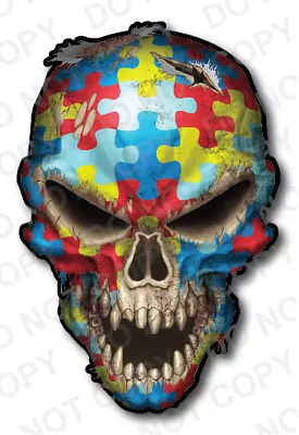 Autism Awareness Puzzle Skull Sticker Car Truck Window Bumper Decal Ribbon • $7.29