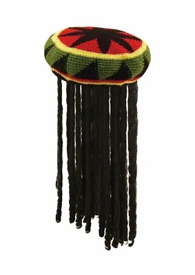 Rasta Hat With Hair Jamaican Dreadlocks Bob Marley Fancy Dress Reggae Beanie Wig • $25.29