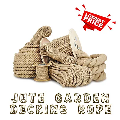 £1.43 • Buy Natural Jute Rope Twisted Hessian Braided Decking Garden Boating Sash 6-40mm HQ