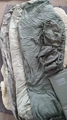 US Military 6 Piece Modular Sleeping Bag Sleep System + Pad GOOD MSS ACU • $199.95