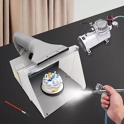 Portable Airbrush Spray Booth Kit W/LED Light & Filter Hose For Model Painting • $198.63