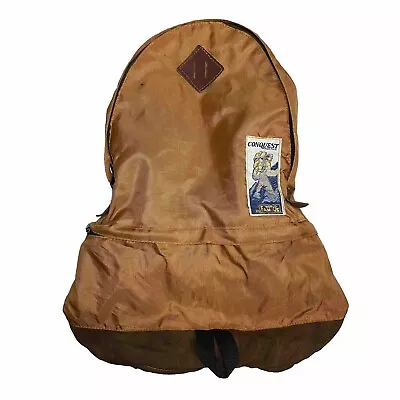 Vintage World Famous The Conquest Backpack Hiking Camping Day Pack Orange Brown  • $24.99
