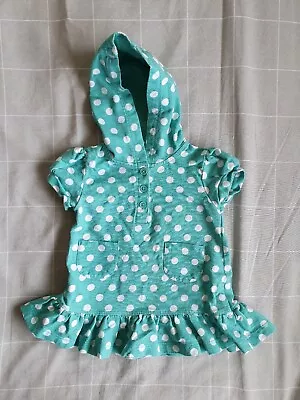 Ladybird: Beautiful Green Spot Design Hoodie Dress Outfit  - 3.6 Months • £6.99