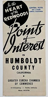 Eureka California Vintage Travel Brochure Humboldt County Points Of Interest Map • $17.50