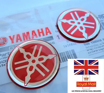 2 X GENUINE YAMAHA R1 R6 YZF XJR TANK EMBLEM BADGE DECAL RED STICKER 40MM • $12.27