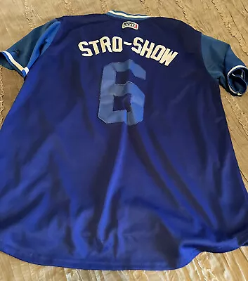 MARCUS STROMAN Toronto BLUE JAYS Baseball MAJESTIC Sewn Size 44 Jersey STRO-SHOW • $39.99