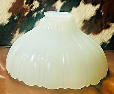 Vintage Opalescent Milk Glass Ribbed Shade Pendant Light Medical  7 1/2  • $45