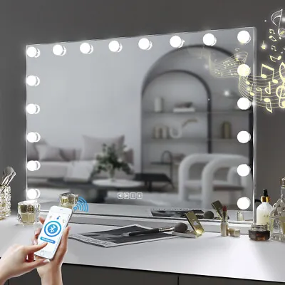 FENCHILIN Bluetooth Hollywood Mirror Large Vanity Makeup Mirror With Lights Wall • $199.99