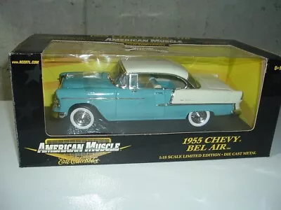 Ertl 1955 Chevrolet Bel Air Hardtop Coupe 1:18 Scale Diecast Ltd Ed NEW Blue/Wht • $95