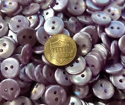 24 Small Pearlized Lavender Plastic Sew-through 2-hole Buttons 1/2  13mm 4364 • $4.99