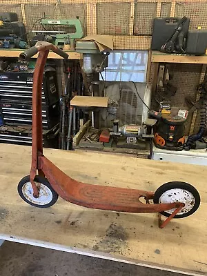 Vintage 1950's Metal Foot Push Scooter With Stand Break And Rubber Tires • $50