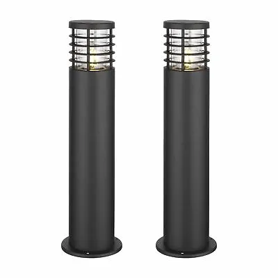 Set Of 2 Modern Black 50cm IP44 Outdoor Garden Post Lights Driveway Bollards • £49.99