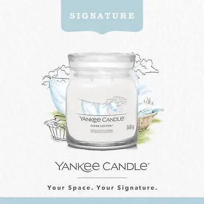 Yankee Candle Signature Medium Jar Clean Cotton Gift Present Decor  • £20.94
