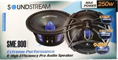 New Pair Of Soundstream SME.800 250 Watt 8  PRO Audio Mid-Range Bass Speakers • $64.90