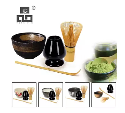 4pcs/set Traditional Matcha Gift Set Bamboo Matcha Whisk Scoop Ceramic Matcha Bo • $58.78