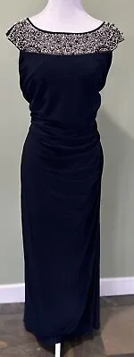 Xscape Dress Size 16 Beaded Rouched Evening Gown Party Wedding Guest Formal • £38.54