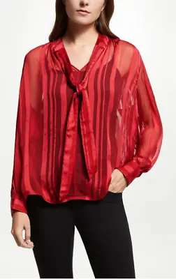 $45.64 • Buy AND/OR BY JOHN LEWIS Jinxie Satin Stripe Top, Red SIZE 14