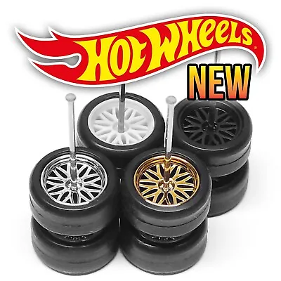 1/64 Scale BBS LM V5 20 SPOKE Real Rider Wheels Rims Tires Set Custom Hot Wheel • $2.99