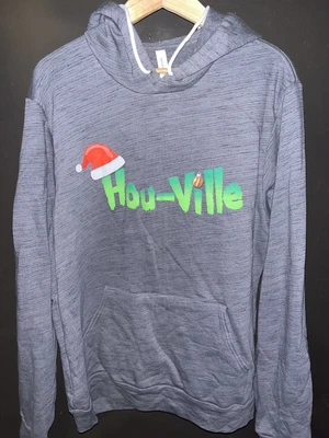 $28.98 • Buy Hou-ville Christmas Dr Suess Houston Texas Sweater Hoodie Large Gray Iron On
