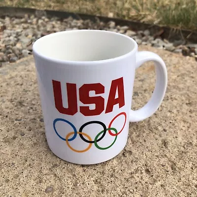 USA Olympic Rings Large Ceramic Coffee Mug Olympics VTG • $6.99
