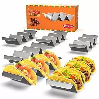 Taco Holder Stand - Set Of 6 - Oven & Grill Safe Stainless  Assorted Sizes  • $20.87