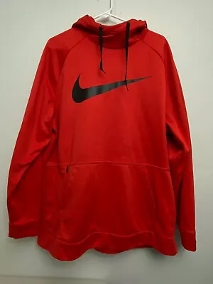 Nike Men's Therma-fit Fleece Red Pullover Hoodie Size Xl  • $15