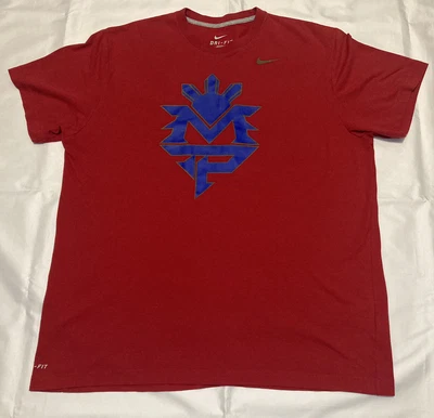 $30 • Buy Nike Manny Pacquiao MP Logo Dri-Fit T-Shirt Size XL Men Red Blue Gold