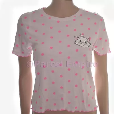 Disney MARIE T-SHIRT Aristocats Pyjama Top Aristo Cat Kittens White Pink Size L • $11.20