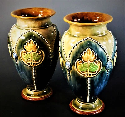 £175 • Buy LOVELY PAIR Of  DOULTON LAMBETH LATE 19th. CENTURY VASES By ETHEL BEARD