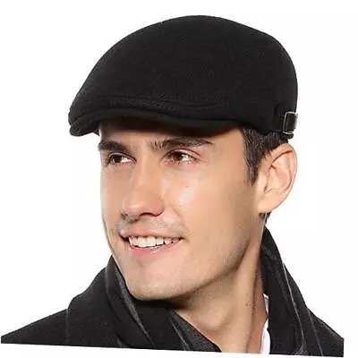  Mens Newsboy Cap Winter Beret Hat Cabbie Flat Cap Black • $33.75