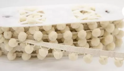 £1.95 • Buy Cream Large Pom Pom Trim By The Metre, Luxury Velvet Feel, 30mm From Braid