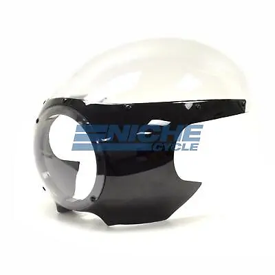 Vintage Racer Track Cafe Fairing Windshield 5 3/4  Round Headlight Black Clear • $76.90