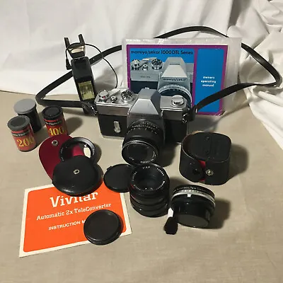 VTG LOT Mamiya Sekor 1000 DTL SLR Camera 55mm F:1.8 Lens 3 Lenses Filter Flash • $60