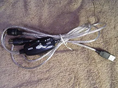 Used Once USB IN-OUT MIDI Interface Cable Converter To PC  Keyboard Adapter Cord • $5.15