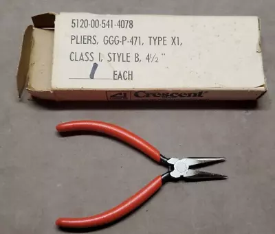 Vintage CRESCENT TOOLS 4-1/2” NEEDLE NOSE PLIERS No. P-471  USA In Box • $24.99