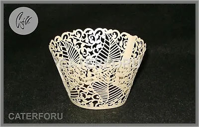 £4.45 • Buy 24 Cupcake Wrappers Leaves Laser Cut Cases Cake Wedding Birthday Party Shower