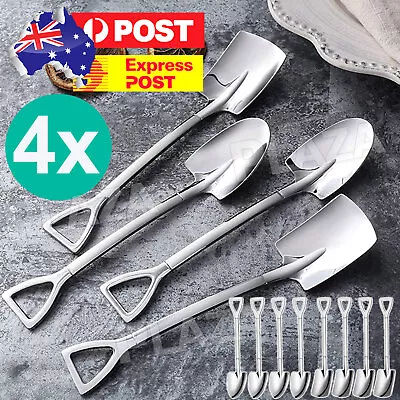 4pcs/set Portable Stainless Steel Kitchen Cutlery Tools Retro Shovel Spoons Set • $5.85