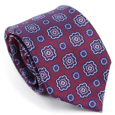 E. Marinella Maroon/Navy/Blue Floral Medallion Textured Weave 7-Fold Silk Tie • $74.99
