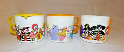 Vintage 1987 Mcdonalds Characters Plastic Cups 3* / Mugs With Lids • $23