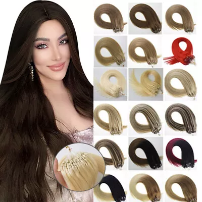 Micro Ring Loop Real Human Hair Extensions Micro Beads Link Premium Remy Hair 1g • $24