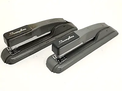 Vintage Swingline #27 Metal Desk Stapler Gray Retro Steampunk Tanker Lot Of 2 • $21.95