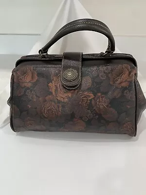 Capezio Brown Leather Doctor Bag 1887 Top Handle Satchel Purse Roses Rare Vtg • $37.77