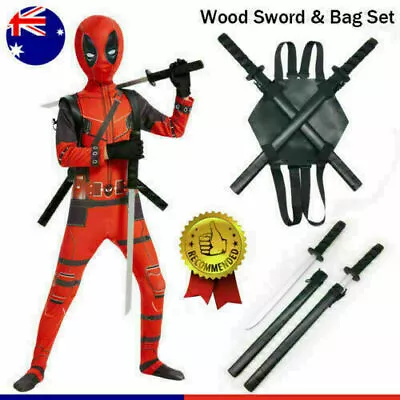 Deadpool Cosplay Costume Kids Boy Halloween Party Fancy Dress Superhero Jumpsuit • $29.99