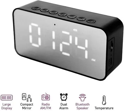 $25.51 • Buy Alarm Clock Bluetooth LED Display AM/FM Radio Temperature Dial 12.5 X 6cm