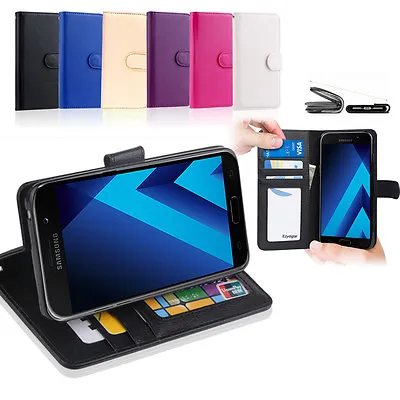 Leather ID Wallet Flip Case Cover For Samsung Galaxy A5 2017 + Screen Protector • $10.49