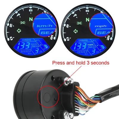 Universal LCD Digital Motorcycle Odometer Speedometer Tachometer 12000RPM Gauge • $33.98