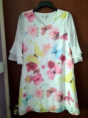 Yumi- Butterfly Print Chiffon Mini Dress Size 10 • £4.99