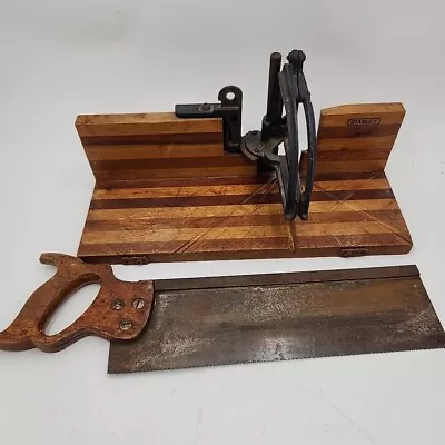 Vintage Stanley No. 115 Miter Box With 14  Saw • $59.99