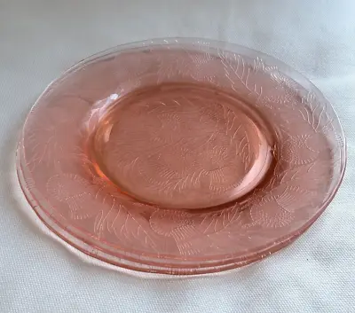 SET Of 3 MacBeth-Evans GLASS CO. Thistle PINK 8  Dia LUNCHEON SALAD PLATES EXC! • $24