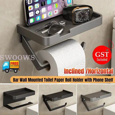 Toilet Paper Roll Holder With Phone Shelf Wall Mounted Brass Tissue Rack Storage • $20.86